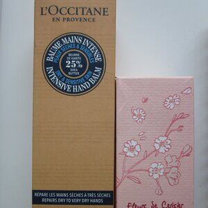 NIB L'Occitane Hand Cream Duo! Shea Butter Intensive Hand Balm + Cherry Blossom